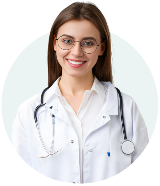 Female doctor showcasing clinic software features in India for managing appointments, EMR, billing, and patient records.