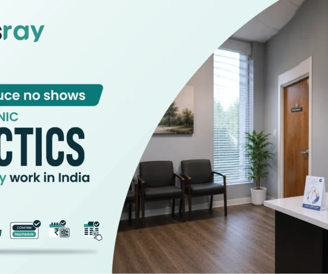 Doctor using clinic management strategies to reduce no shows in clinic appointments in India.